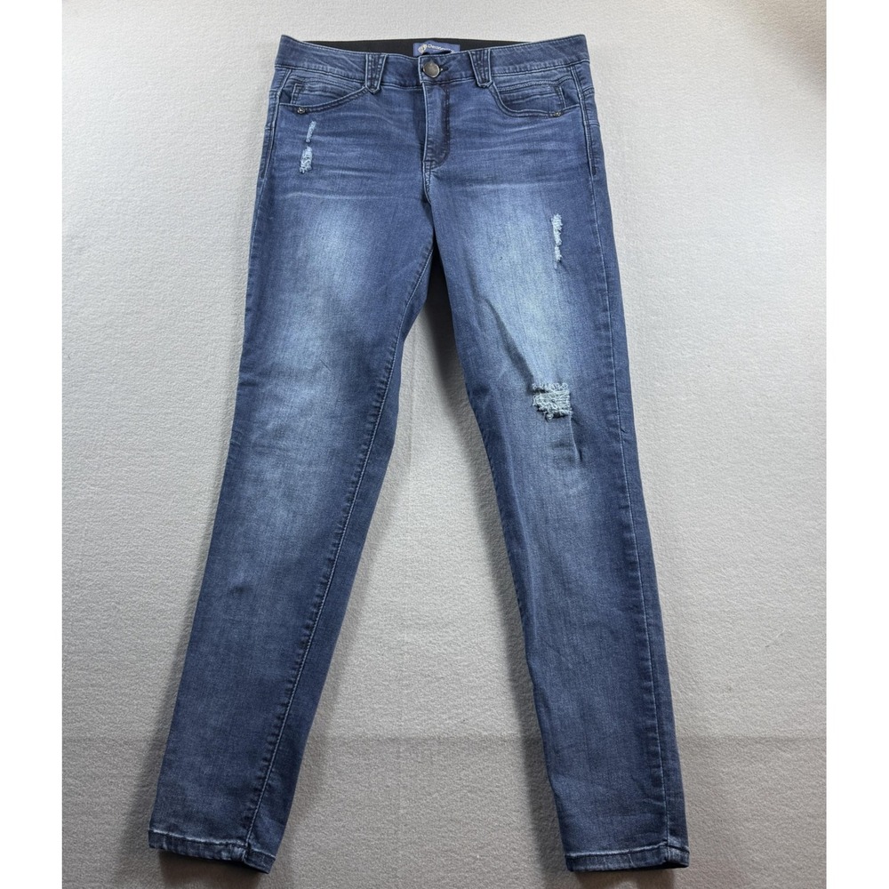Democracy Absolution Skinny Jeans Womens 12 Blue Med Wash Distressed 32x29